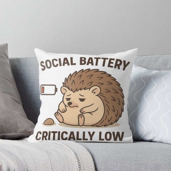 Item preview, Social Battery Critically Low – Cute Tired Hedgehog Sticker for Quiet Days designed and sold by Animal Puns.