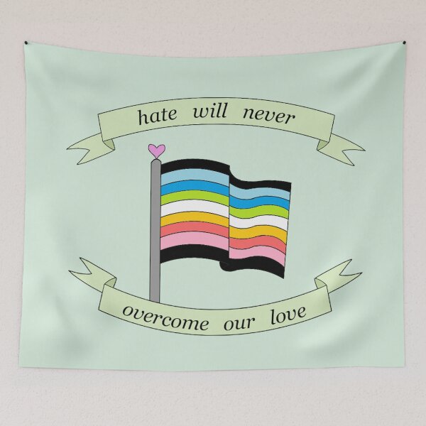 Item preview, "hate will never overcome our love" queer pride flag  designed and sold by frankiesmonster.