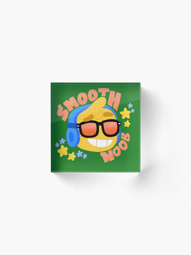 Hand Drawn Smooth Noob Roblox Inspired Character With Headphones Acrylic Block By Smoothnoob Redbubble - smooth block roblox