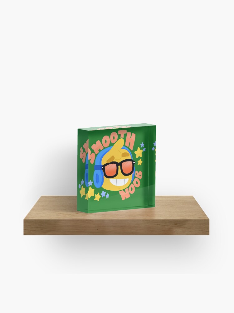 Hand Drawn Smooth Noob Roblox Inspired Character With Headphones Acrylic Block By Smoothnoob Redbubble - roblox block noob character