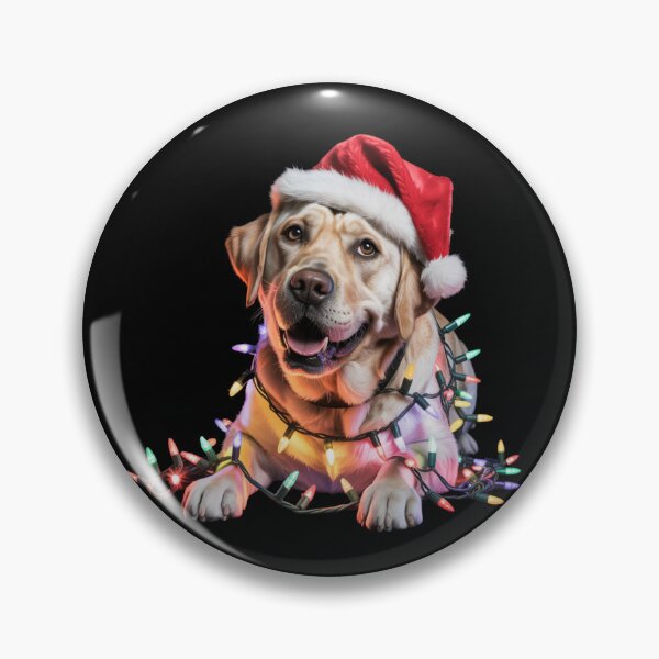 Item preview, Yellow Lab in Santa Hat Wrapped in Christmas Lights designed and sold by theartfulaspie.