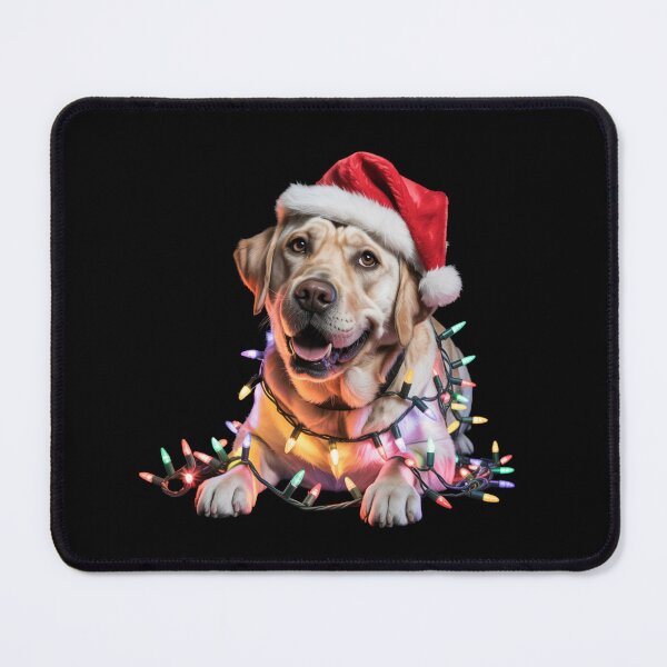 Item preview, Yellow Lab in Santa Hat Wrapped in Christmas Lights designed and sold by theartfulaspie.