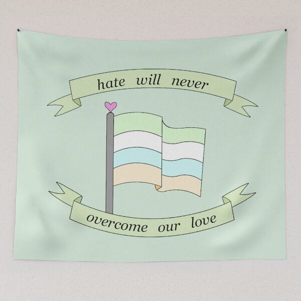 Item preview, "hate will never overcome our love" unlabeled pride flag  designed and sold by frankiesmonster.