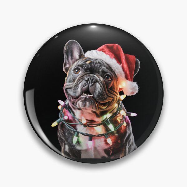 Item preview, French Bulldog in Santa Hat Wrapped in Christmas Lights designed and sold by theartfulaspie.