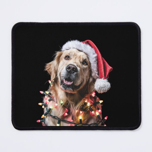 Item preview, Golden Retriever in Santa Hat Wrapped in Christmas Lights designed and sold by theartfulaspie.