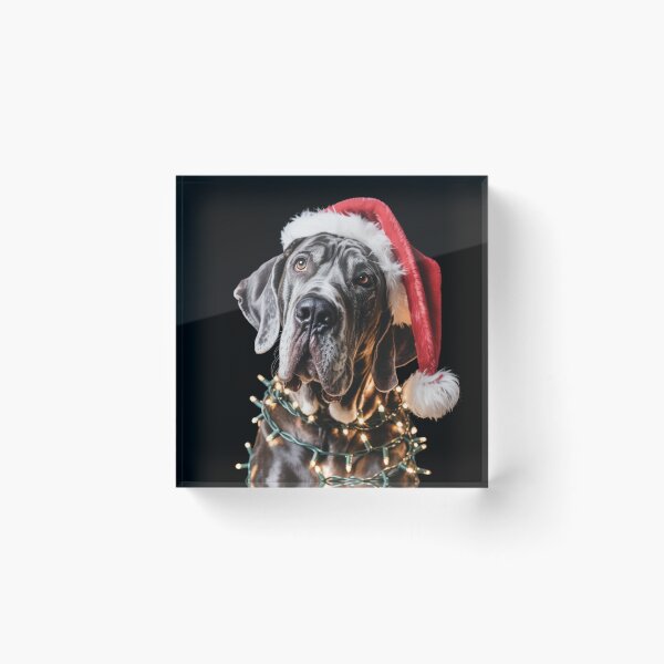 Item preview, Great Dane in Santa Hat Wrapped in Christmas Lights designed and sold by theartfulaspie.
