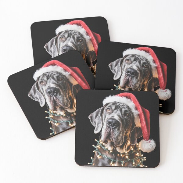 Item preview, Great Dane in Santa Hat Wrapped in Christmas Lights designed and sold by theartfulaspie.
