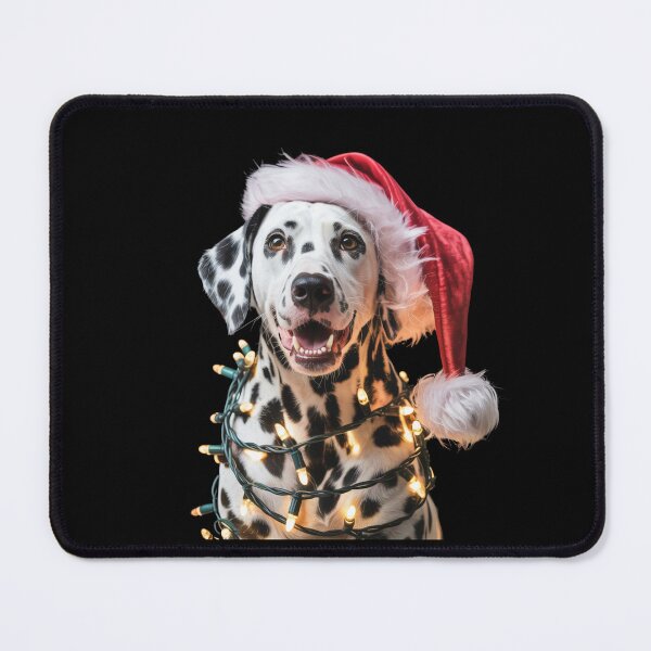 Item preview, Dalmatian in Santa Hat Wrapped in Christmas Lights designed and sold by theartfulaspie.