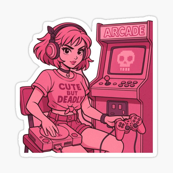 Item preview, Pink PS1 Gamer Girl | Retro Aesthetic “Cute But Deadly” Arcade Queen Design designed and sold by CustomPhoneTech.