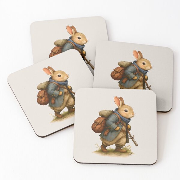 Item preview, Explorer Rabbit with Backpack – Vintage Travel Illustration designed and sold by DakotaPoppin.