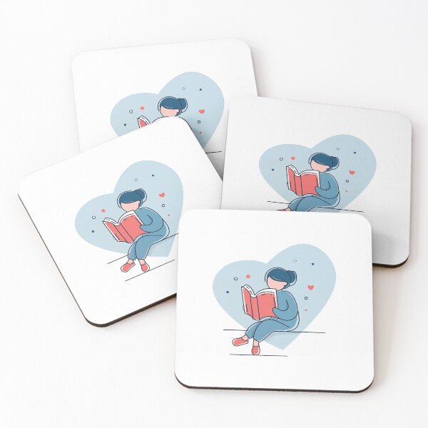 Item preview, Book Lover Lady Reading With Heart Background Illustration designed and sold by FWLKIT.