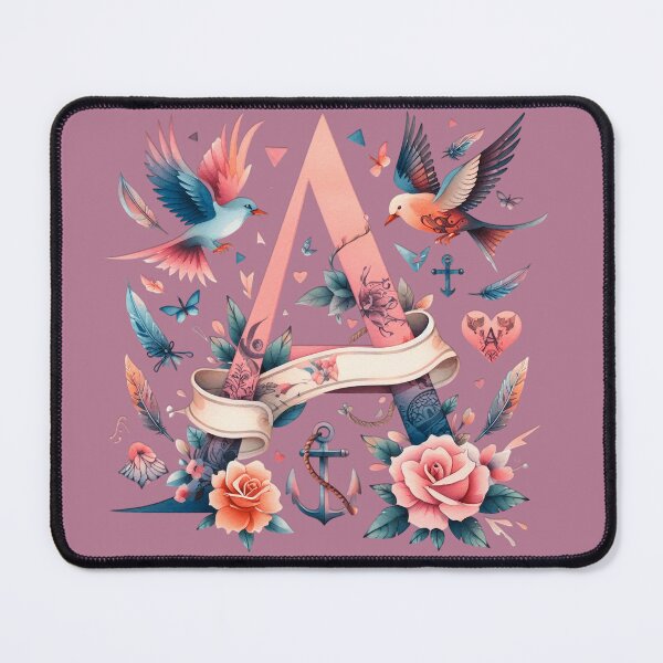 Item preview, Letter A Watercolor Alphabet Tattoo Initial monogram sticker birds roses beautiful designed and sold by SomniferumWars.