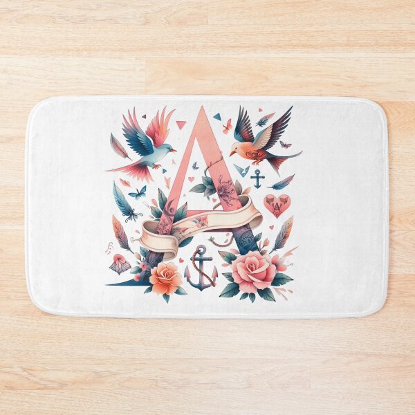 Item preview, Letter A Watercolor Alphabet Tattoo Initial monogram sticker birds roses beautiful designed and sold by SomniferumWars.