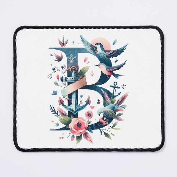 Item preview, Letter B Watercolor Alphabet Tattoo Initial monogram sticker birds anchors art designed and sold by SomniferumWars.