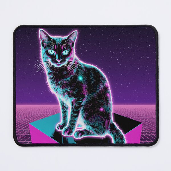 Item preview,  Cyber Cat with Vaporwave Glow – Futuristic Neon Art on Retro Grid designed and sold by Dino-Lune.