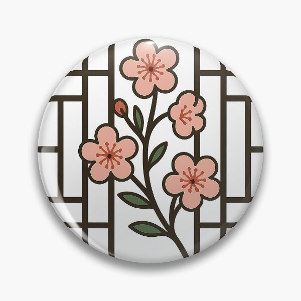 Item preview, Flower illustration with a background of traditional Korean patterns designed and sold by softhan.