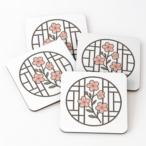Item preview, Flower illustration with a background of traditional Korean patterns designed and sold by softhan.