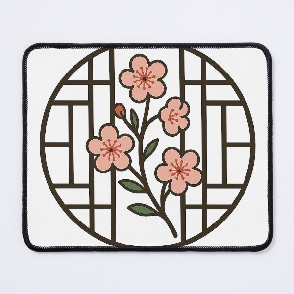 Item preview, Flower illustration with a background of traditional Korean patterns designed and sold by softhan.