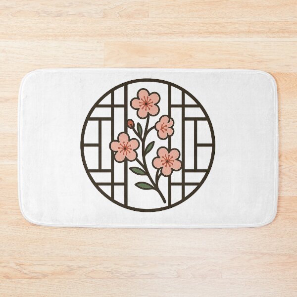 Item preview, Flower illustration with a background of traditional Korean patterns designed and sold by softhan.