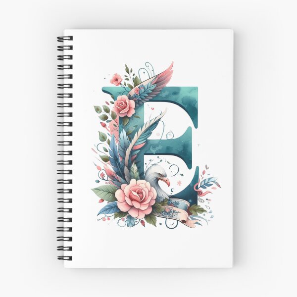 Item preview, Letter E Watercolor Alphabet Tattoo Initial monogram feathers eagle roses art designed and sold by SomniferumWars.