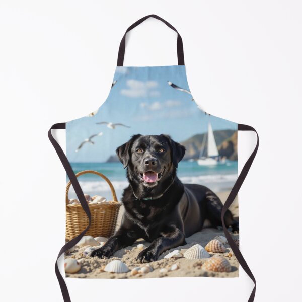 Item preview, Happy Black Lab Beach Day with Seashells designed and sold by Wags & Tails.