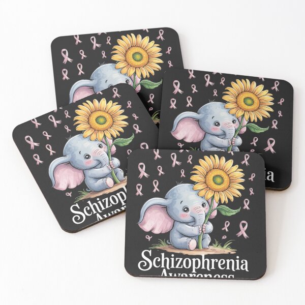 Item preview, SCHIZOPHRENIA AWARENESS Cute Elephant Sunflower Gray Ribbon designed and sold by ConceptualVibes.
