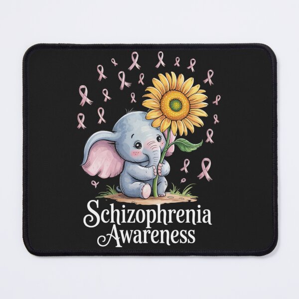 Item preview, SCHIZOPHRENIA AWARENESS Cute Elephant Sunflower Gray Ribbon designed and sold by ConceptualVibes.