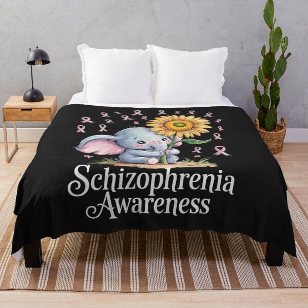 Item preview, SCHIZOPHRENIA AWARENESS Cute Elephant Sunflower Gray Ribbon designed and sold by ConceptualVibes.