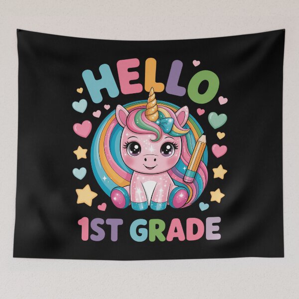 Item preview, Hello 1st Grade Back to School Unicorn designed and sold by Sunset4Bones.