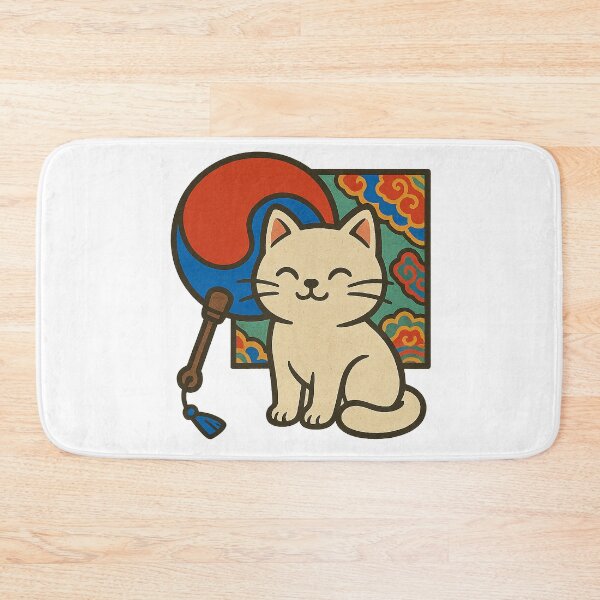 Item preview, Korean Lucky Cat with Dancheong and Taeguk Fan designed and sold by softhan.