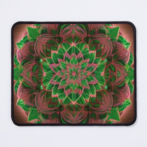 Item preview, Radiant Green and Red Mandala – Glowing Botanical Sacred Geometry designed and sold by Harmonic_Layers.