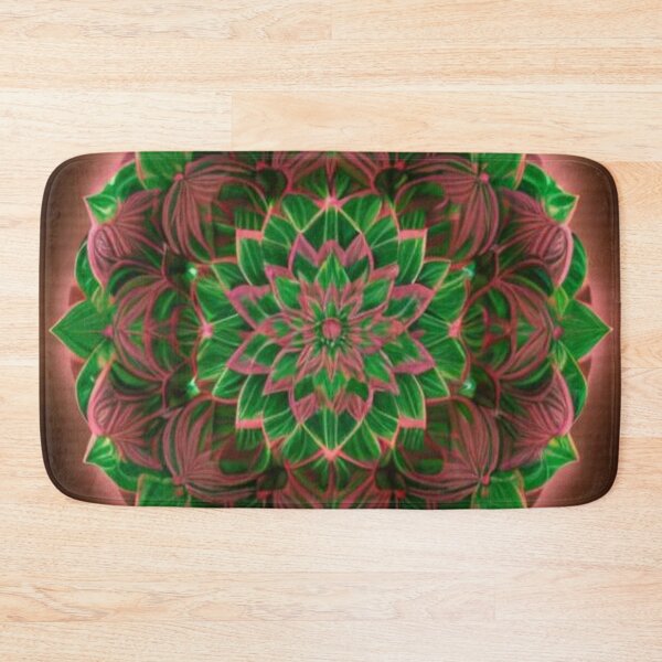Item preview, Radiant Green and Red Mandala – Glowing Botanical Sacred Geometry designed and sold by Harmonic_Layers.