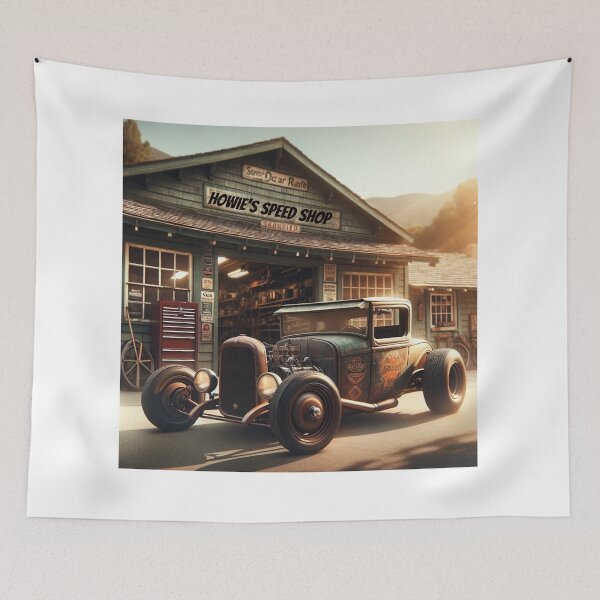 Item preview, Howie’s Speed Shop Rat Rod Garage Art  designed and sold by Friends Custom Creations.