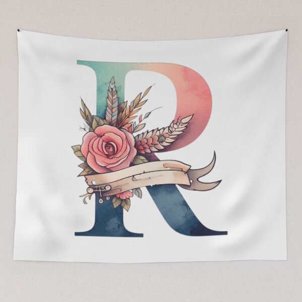 Item preview, Letter R Watercolor Alphabet Tattoo Initial monogram sticker banner roses art designed and sold by SomniferumWars.