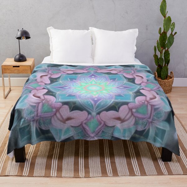Item preview, Pink and Aqua Ethereal Flower of Light Mandala designed and sold by Harmonic_Layers.