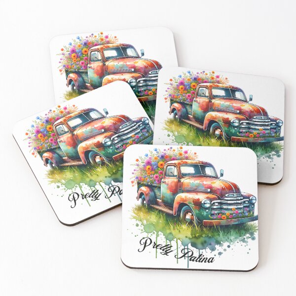 Artikelvorschau, Hübsche Patina Blumen LKW Vintage Aquarell Kunst entworfen und verkauft von Friends Custom Creations.