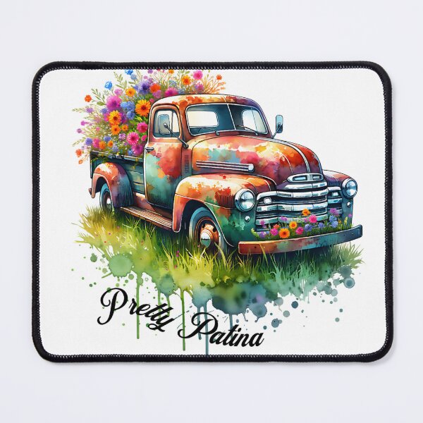 Item preview, Pretty Patina Floral Truck Vintage Watercolor Art designed and sold by Friends Custom Creations.