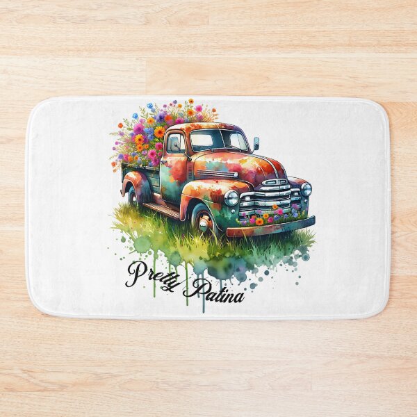 Item preview, Pretty Patina Floral Truck Vintage Watercolor Art designed and sold by Friends Custom Creations.