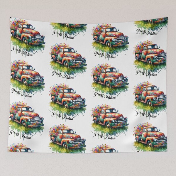 Item preview, Pretty Patina Floral Truck Vintage Watercolor Art designed and sold by Friends Custom Creations.