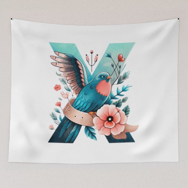 Item preview, Letter X Watercolor Alphabet Tattoo Initial monogram sticker birds roses art designed and sold by SomniferumWars.
