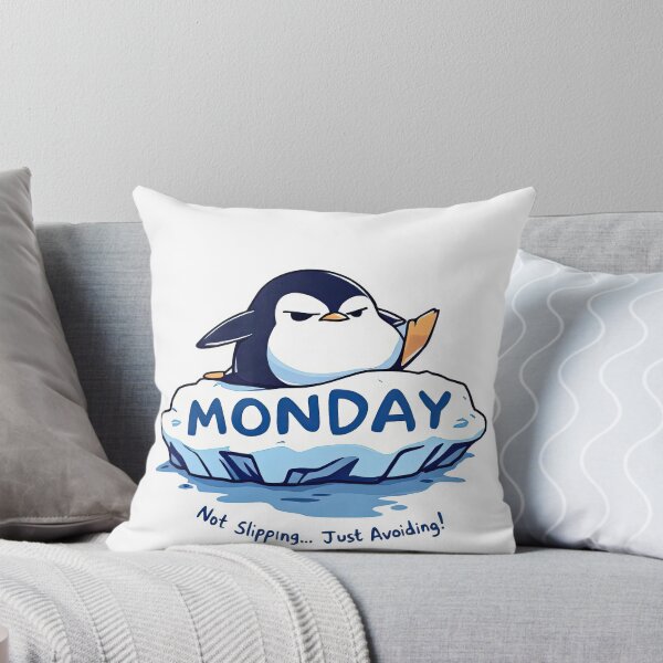 Item preview, A close up of a penguin sitting on a sign with the word monday designed and sold by cafegrafis.