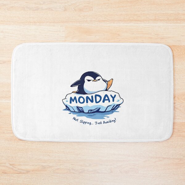 Item preview, A close up of a penguin sitting on a sign with the word monday designed and sold by cafegrafis.