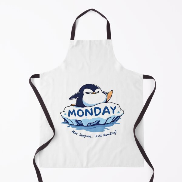 Item preview, A close up of a penguin sitting on a sign with the word monday designed and sold by cafegrafis.