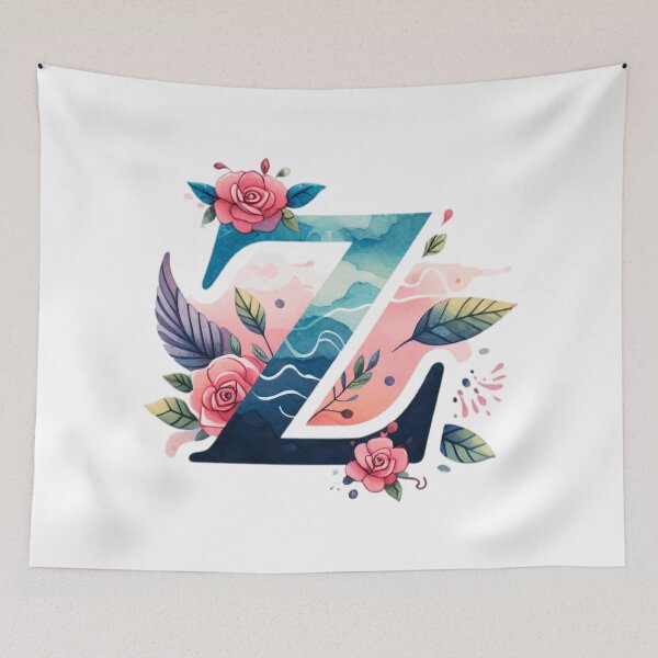 Item preview, Letter Z Watercolor Alphabet Tattoo Initial monogram sticker waves roses art designed and sold by SomniferumWars.