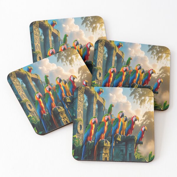Item preview, Exotic Birds on Ancient Jungle Ruins at Sunrise designed and sold by Max Store.