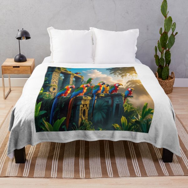 Item preview, Exotic Birds on Ancient Jungle Ruins at Sunrise designed and sold by Max Store.