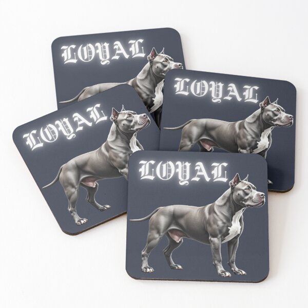 Item preview, Beautiful Gray Pitbull "Loyal" on black background designed and sold by StickerCherry.