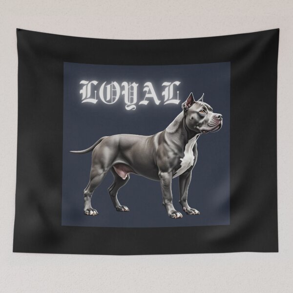 Item preview, Beautiful Gray Pitbull "Loyal" on black background designed and sold by StickerCherry.