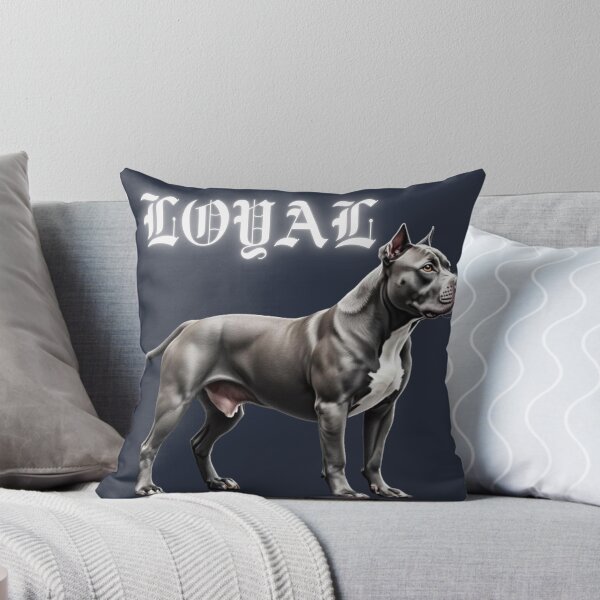 Item preview, Beautiful Gray Pitbull "Loyal" on black background designed and sold by StickerCherry.