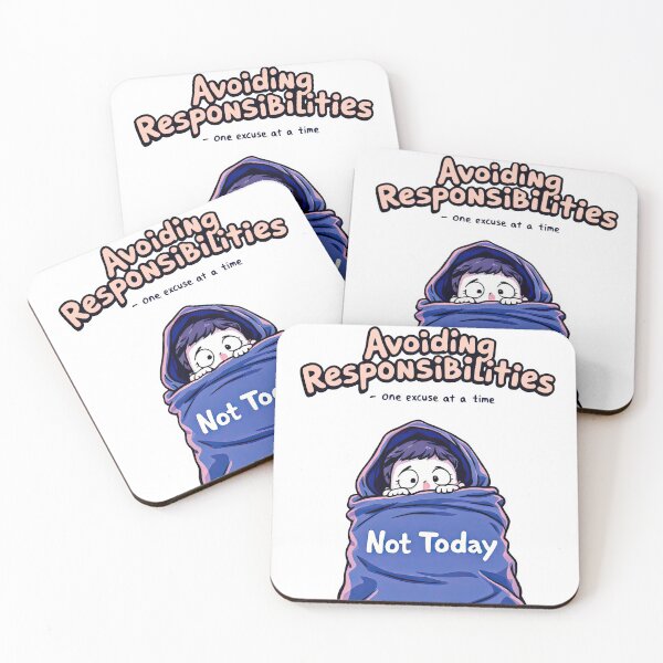 Item preview, A cartoon image of a person wrapped in a blanket with the words avoiding responsibilities designed and sold by cafegrafis.